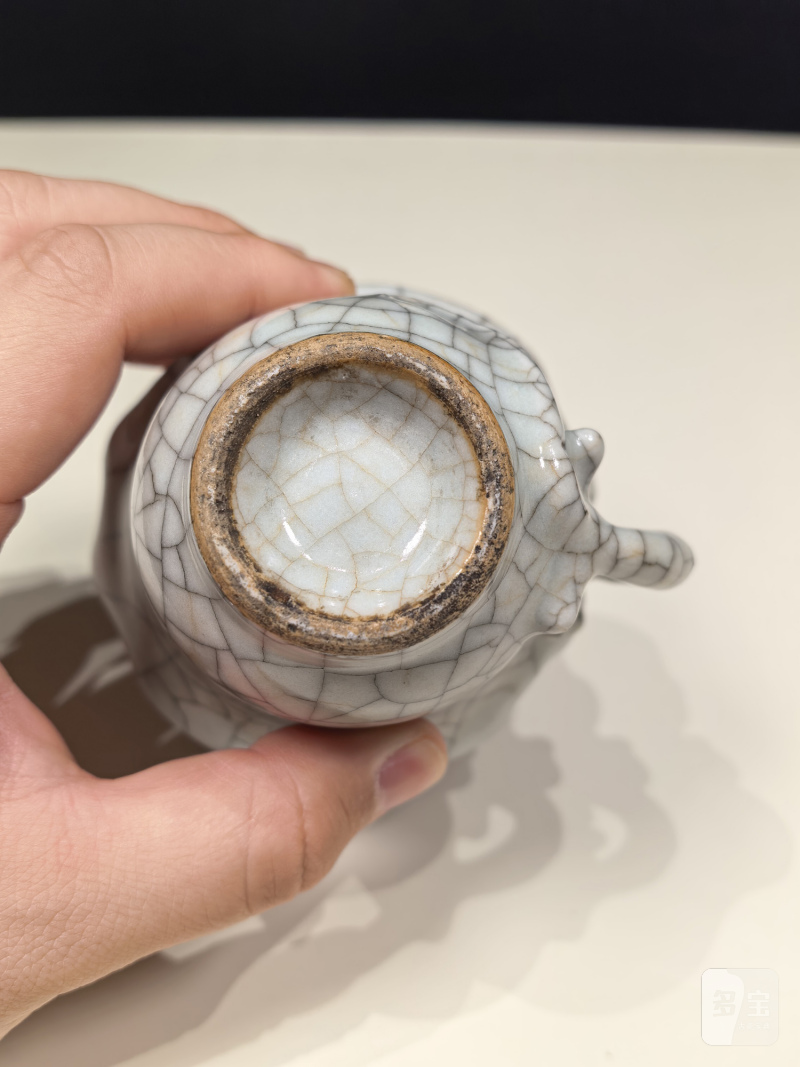 清中期 仿哥釉龙耳杯一对 - 图9
